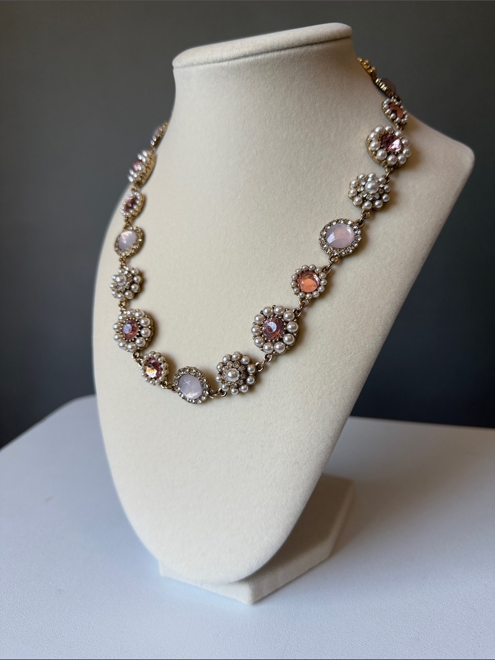 Costume Jewelry Pink & Pearl Statement Necklace
